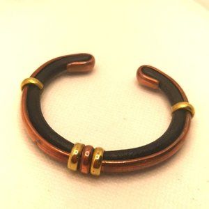 Leather Copper And Brass Cuff Bracelet